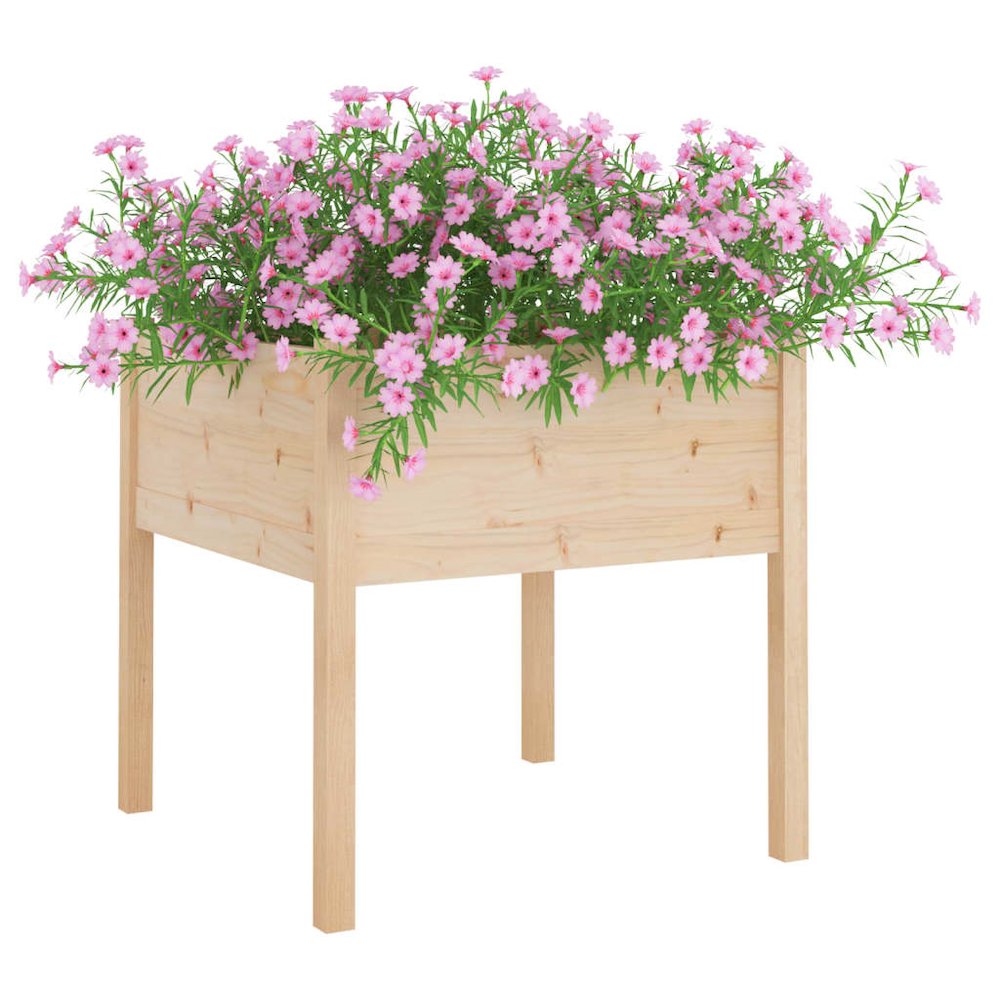 Garden Planter Set of 2 Natural wood Solid pinewood Medium. Picture 3