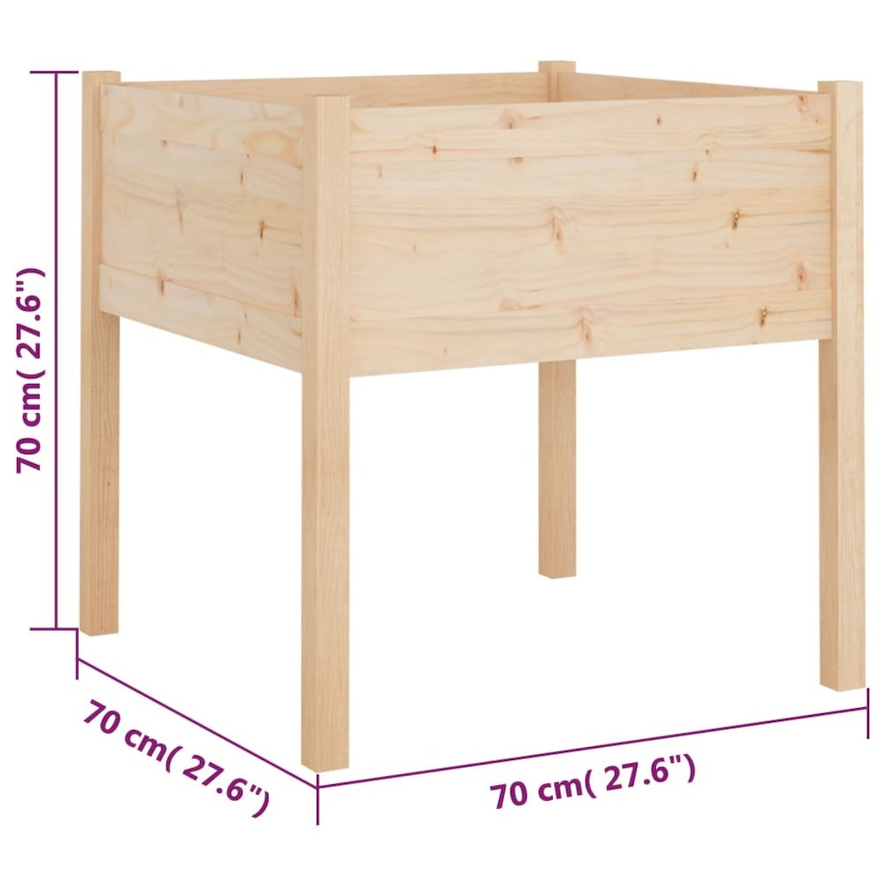 Garden Planter Set of 2 Natural wood Solid pinewood Medium. Picture 8