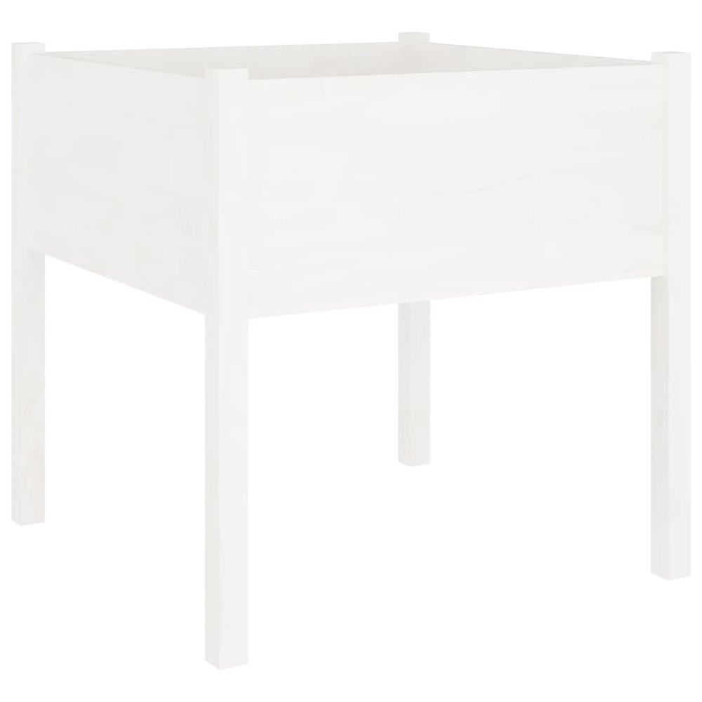 Garden Planter White Solid Pinewood 27.6 x 27.6 x 27.6 in Tough. Picture 2