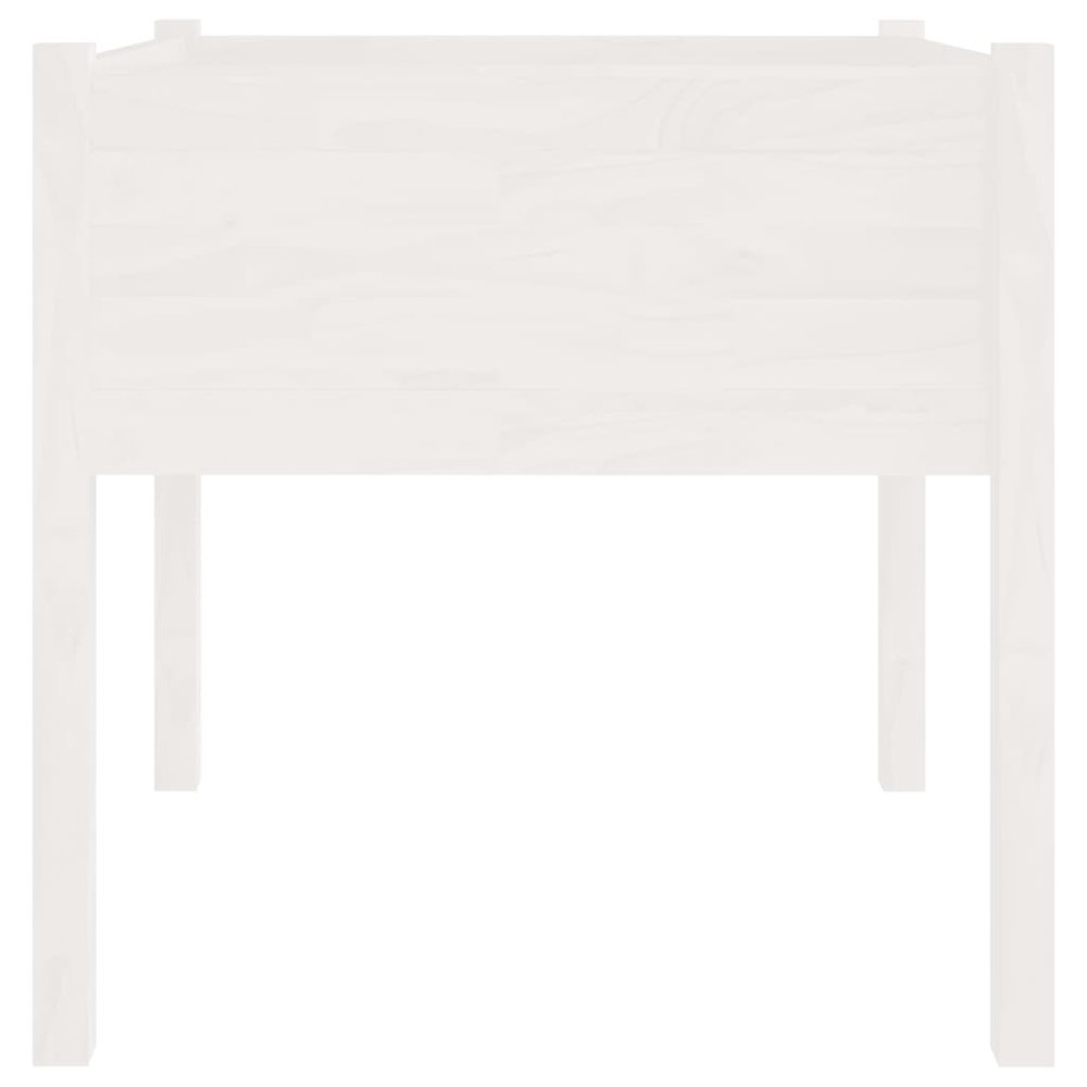 Garden Planter White Solid Pinewood 27.6 x 27.6 x 27.6 in Tough. Picture 4