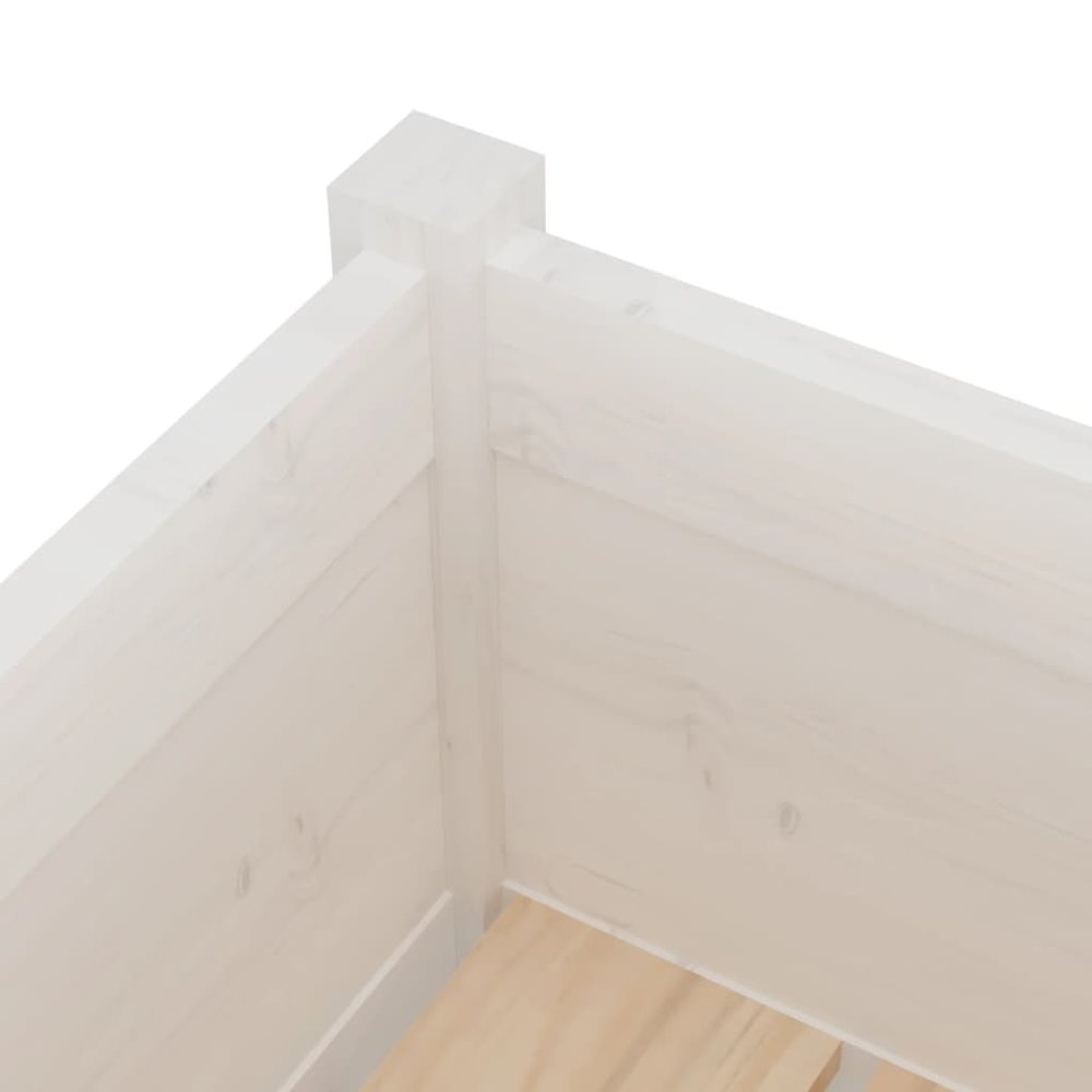 Garden Planter White Solid Pinewood 27.6 x 27.6 x 27.6 in Tough. Picture 5