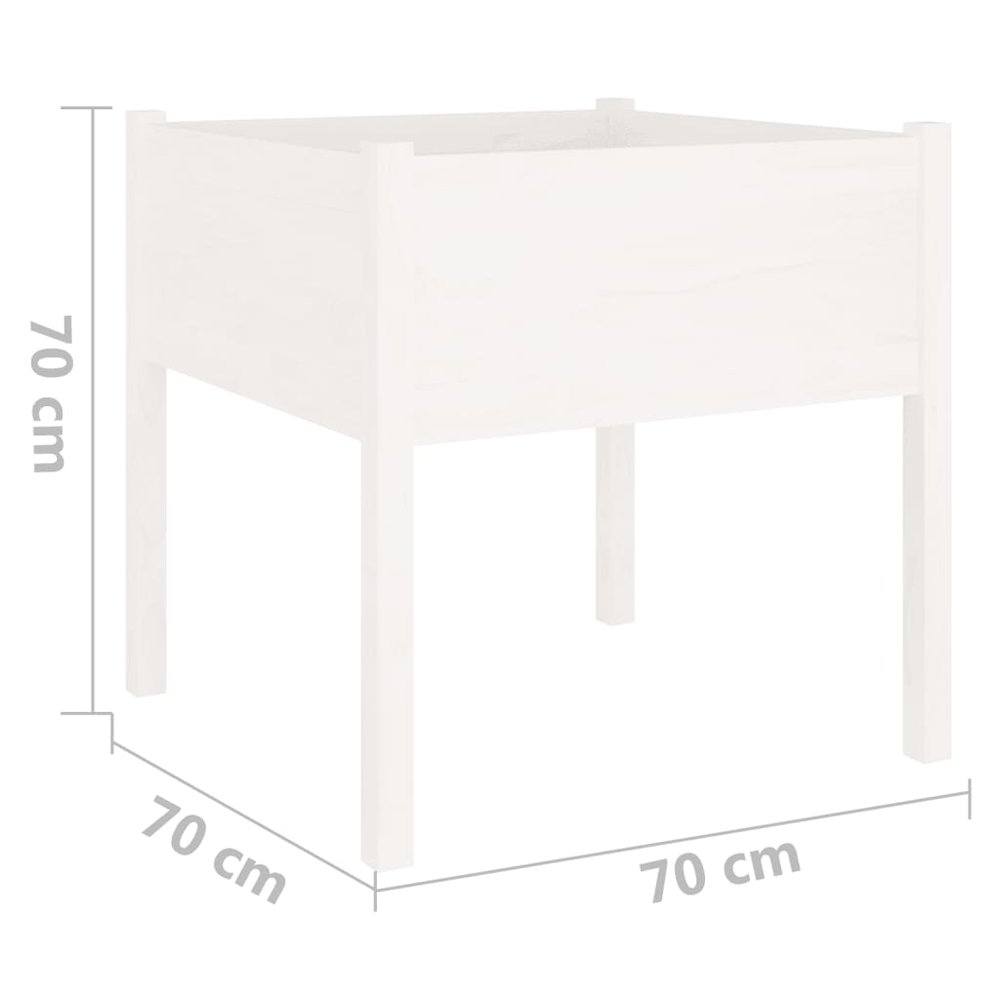 Garden Planter White Solid Pinewood 27.6 x 27.6 x 27.6 in Tough. Picture 7