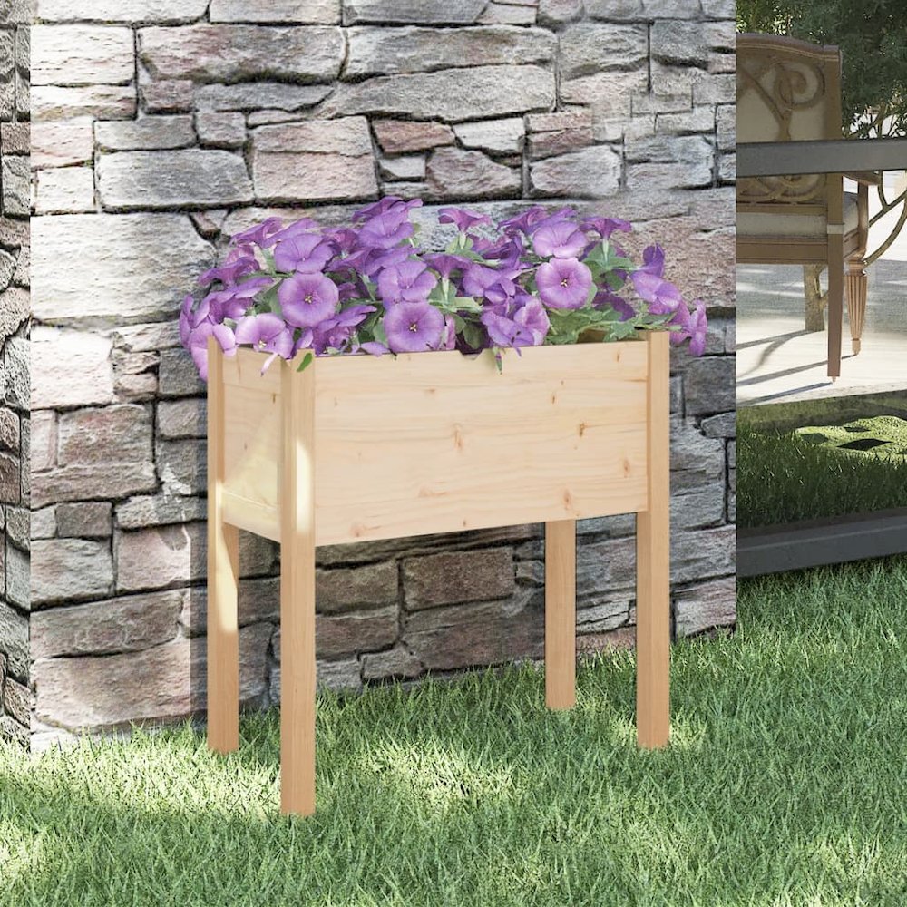 Garden Planter Natural Pine Solid Pine Wood Medium Durable. Picture 1