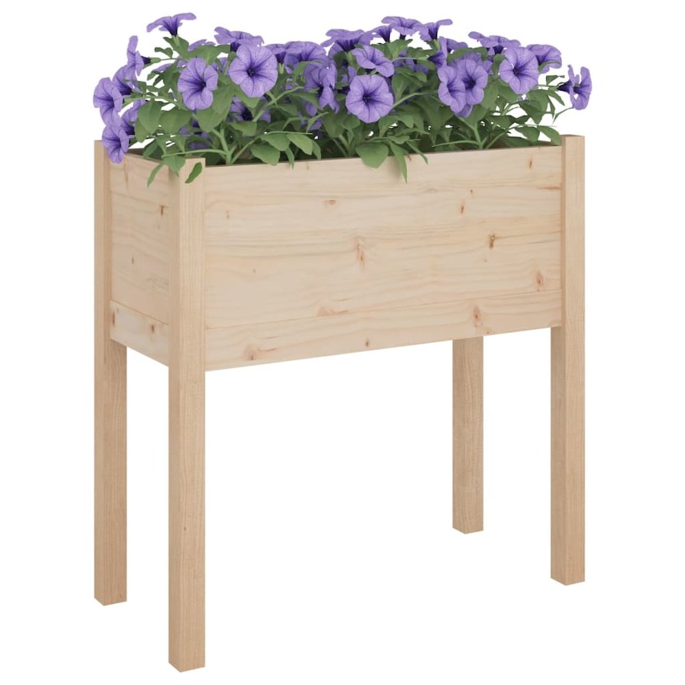 Garden Planter Set of 2 Natural Wood Solid Pinewood Standard. Picture 7