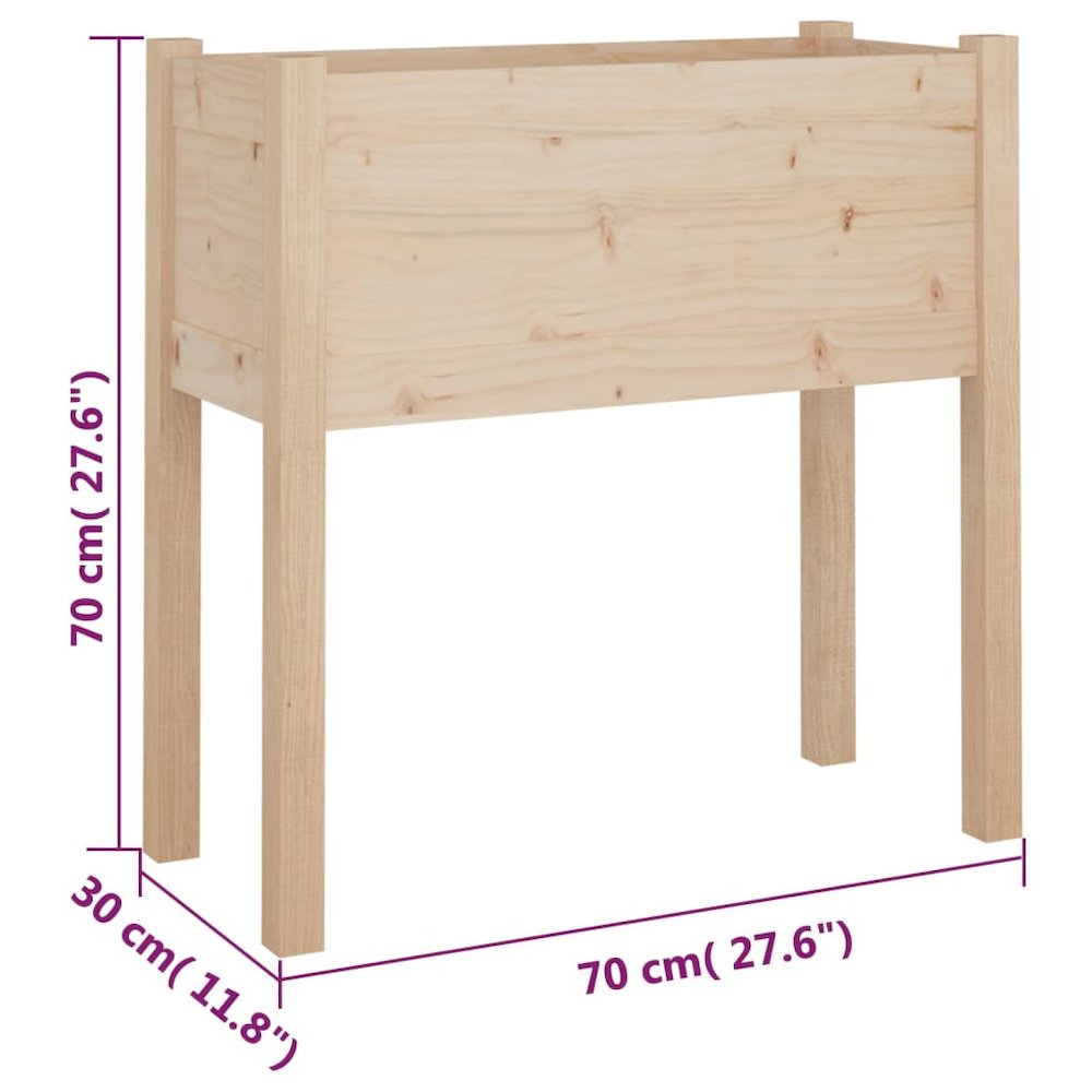 Garden Planter Set of 2 Natural Wood Solid Pinewood Standard. Picture 9