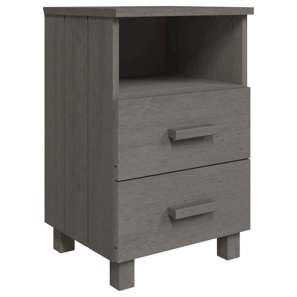 Bedside Cabinet Light Grey Solid Pinewood Medium Bedside Cabinet. Picture 2