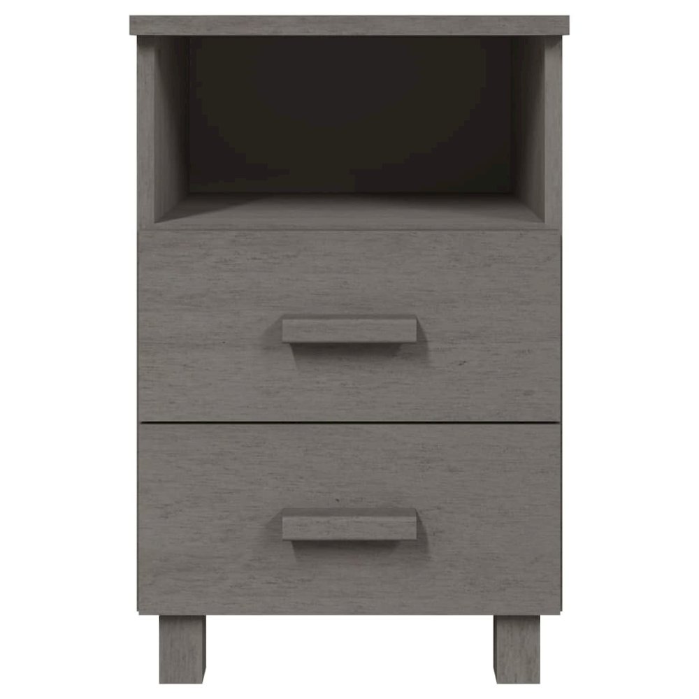 Bedside Cabinet Light Grey Solid Pinewood Medium Bedside Cabinet. Picture 3