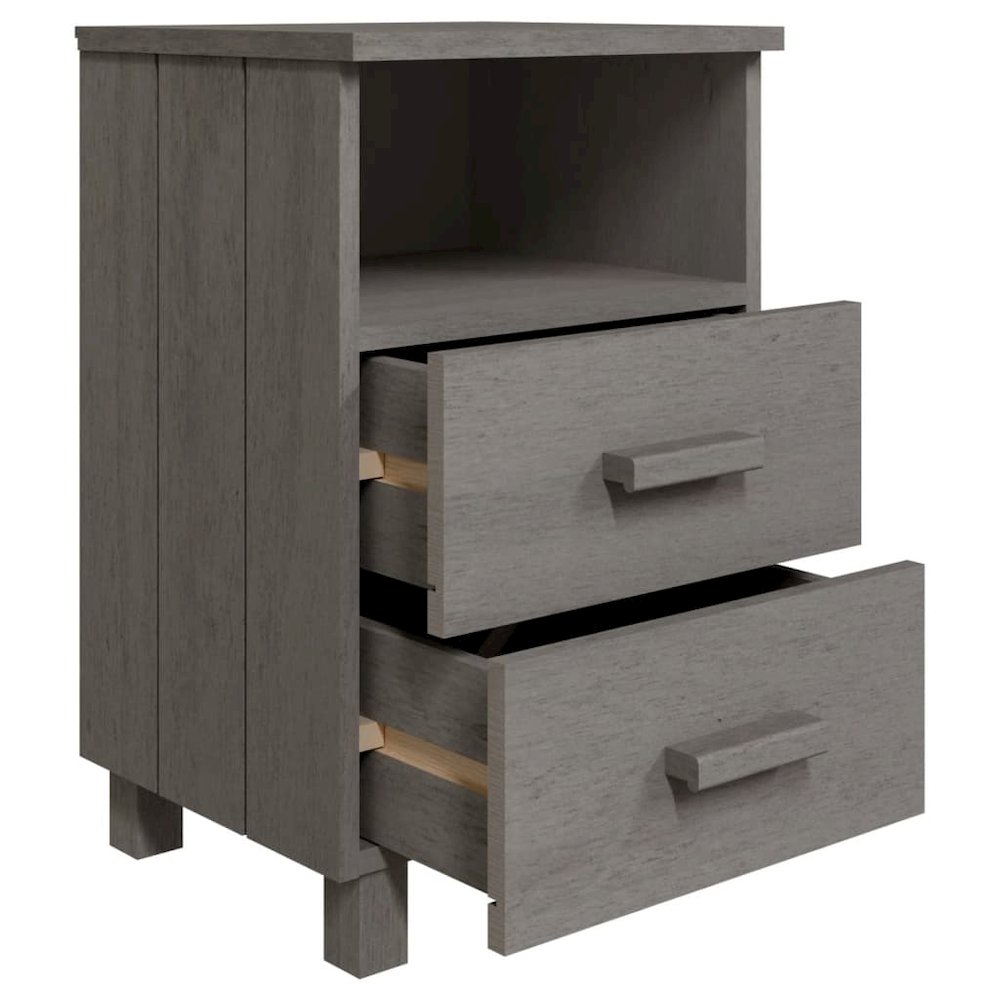Bedside Cabinet Light Grey Solid Pinewood Medium Bedside Cabinet. Picture 5