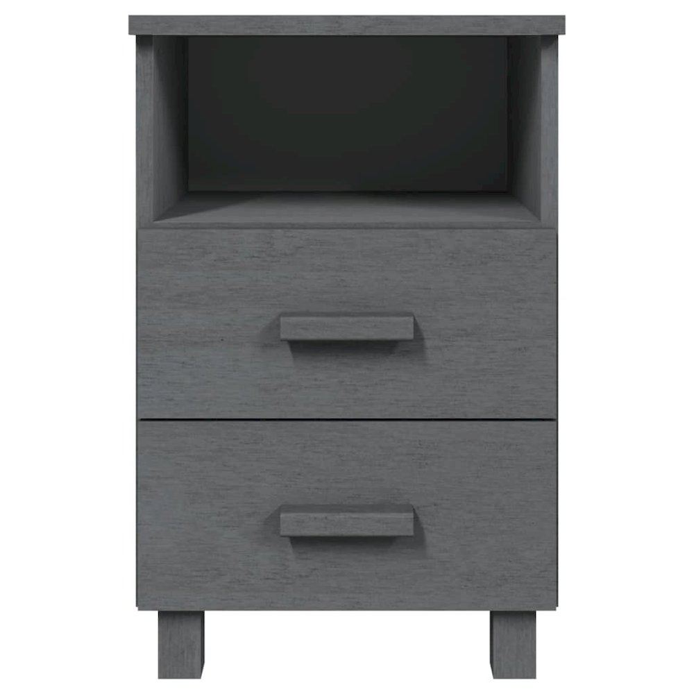 Bedside Cabinet Set of 2 Dark Grey Solid pine wood, MDF Medium. Picture 4