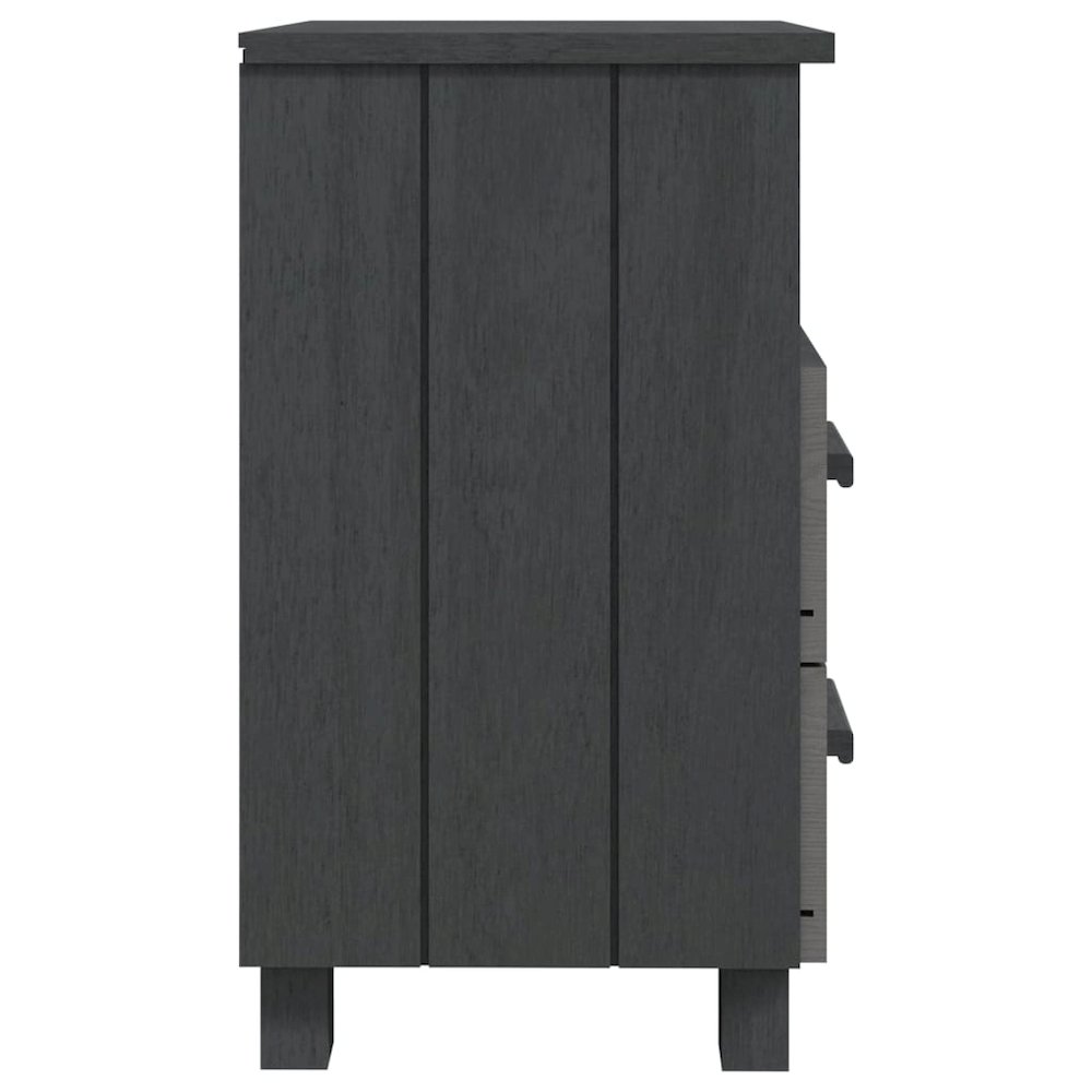 Bedside Cabinet Set of 2 Dark Grey Solid pine wood, MDF Medium. Picture 5