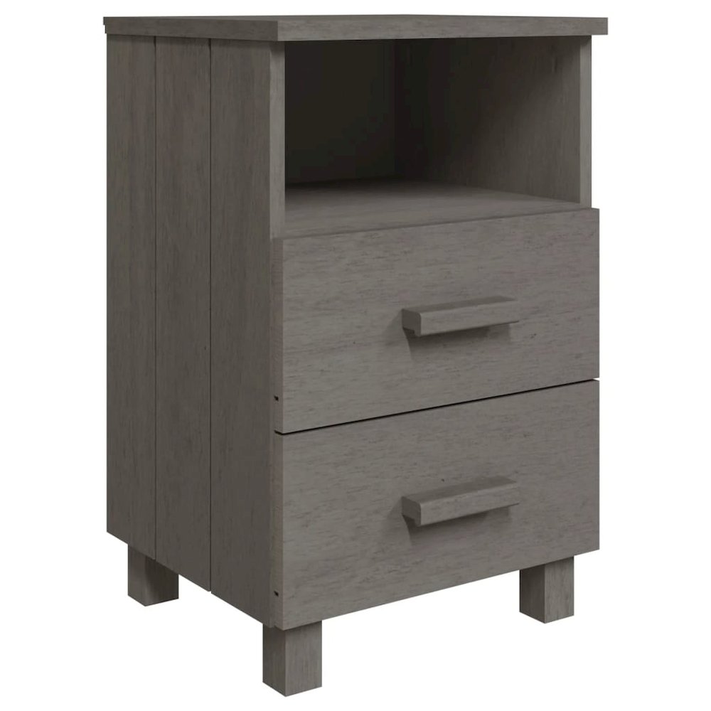 Bedside Cabinet Set of 2 Light grey Solid pine wood, MDF Standard. Picture 3