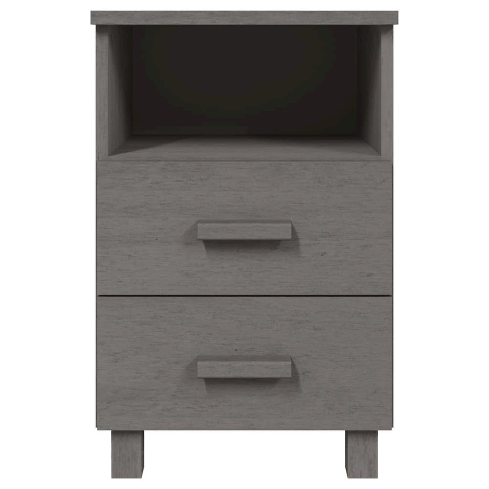 Bedside Cabinet Set of 2 Light grey Solid pine wood, MDF Standard. Picture 4
