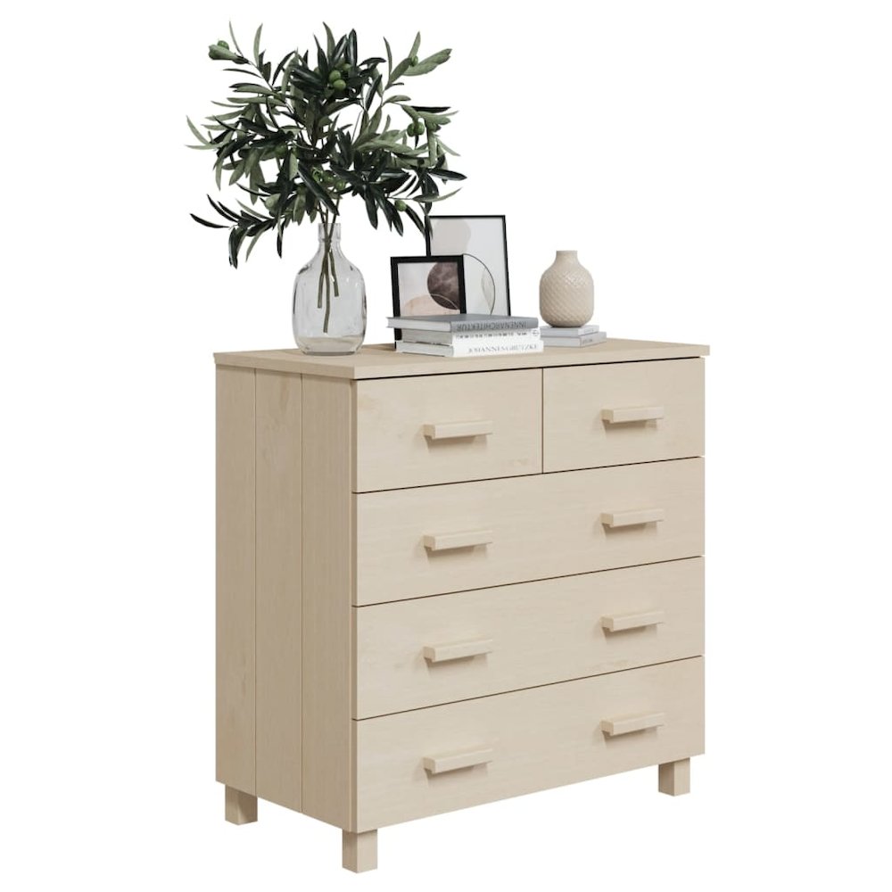 Sideboard Honey Brown Solid Pine Wood and MDF Medium Sideboard. Picture 6
