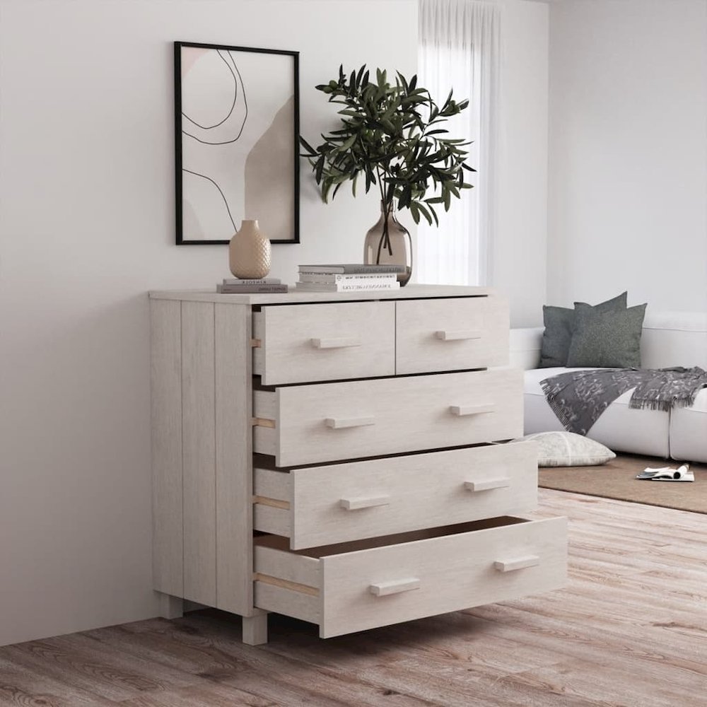 Sideboard White Solid pinewood, MDF Medium Buffet Sideboard. Picture 7