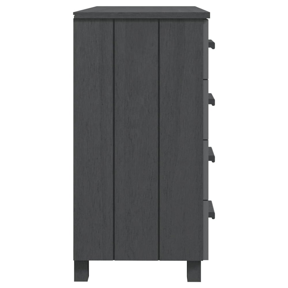 Sideboard Dark Grey Solid Pine Wood Medium Sideboard. Picture 4