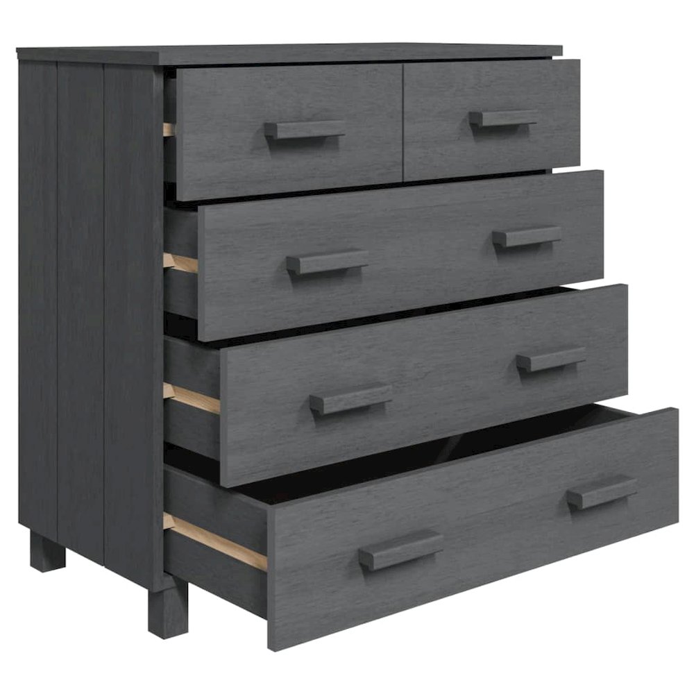 Sideboard Dark Grey Solid Pine Wood Medium Sideboard. Picture 5