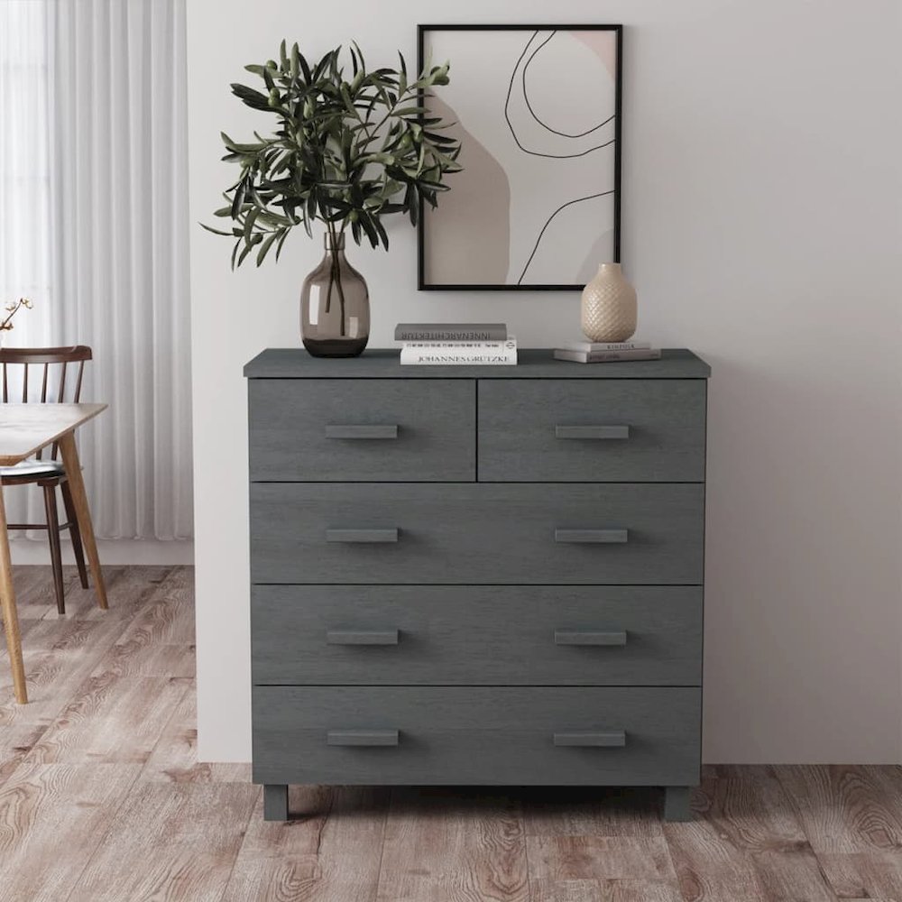 Sideboard Dark Grey Solid Pine Wood Medium Sideboard. Picture 1