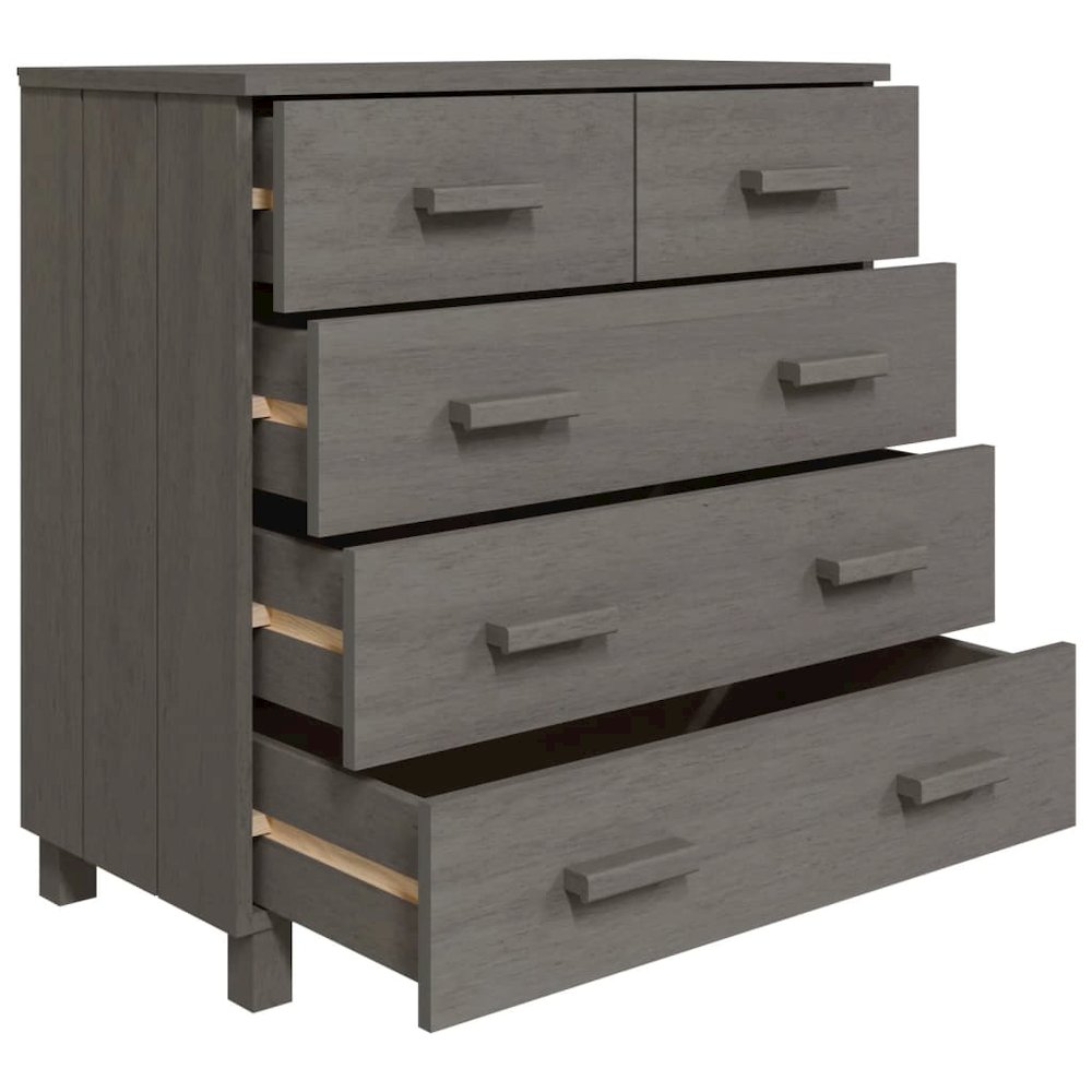 Sideboard Light gray Solid pine wood, MDF Medium Sideboard. Picture 5
