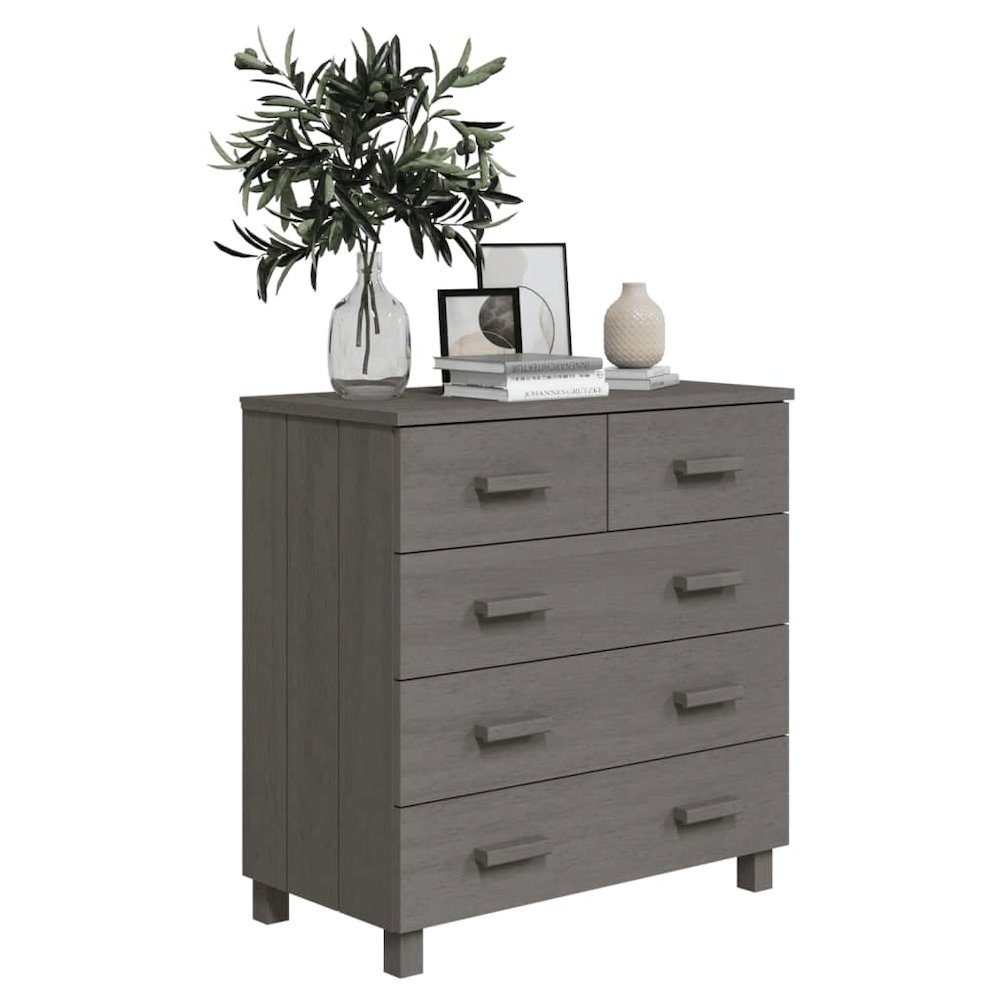 Sideboard Light gray Solid pine wood, MDF Medium Sideboard. Picture 6