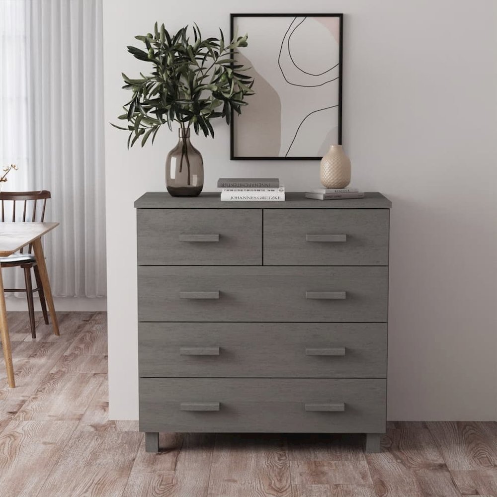 Sideboard Light gray Solid pine wood, MDF Medium Sideboard. Picture 1