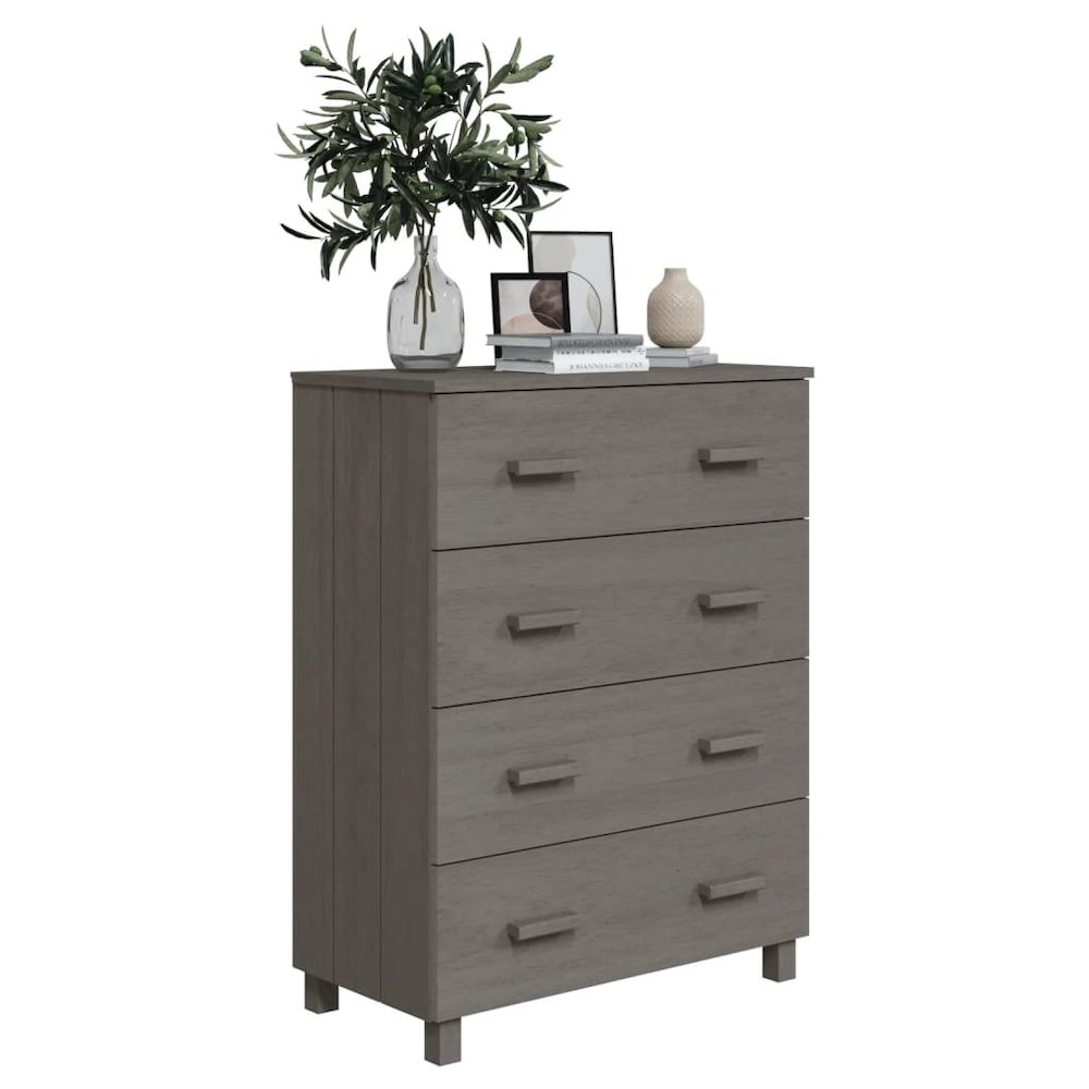 Sideboard Light Gray Solid Pine Wood, MDF Medium Sideboard. Picture 6