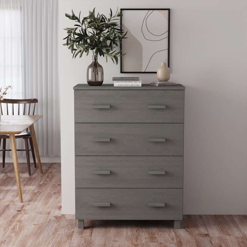 Sideboard Light Gray Solid Pine Wood, MDF Medium Sideboard. Picture 1