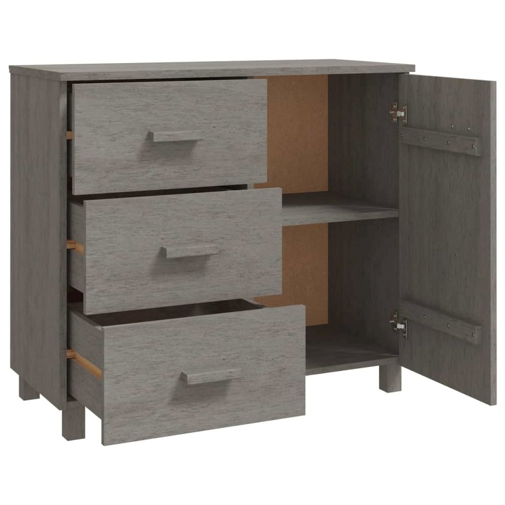 vidaXL Sideboard Light Gray 35.4"x15.7"x31.5" Solid Pinewood. Picture 5