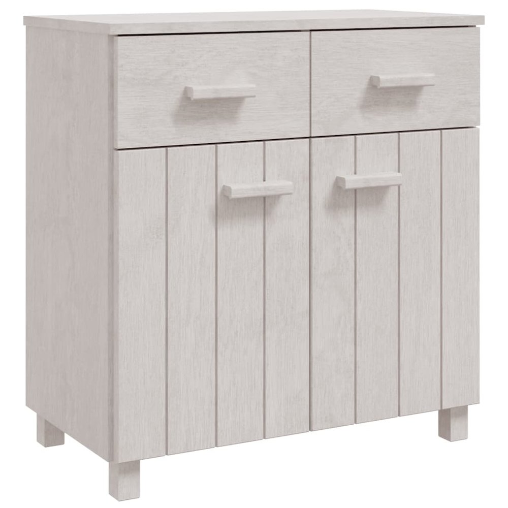 Sideboard White Solid pine wood 31.1 x 15.7 x 31.5 in Sideboard. Picture 2