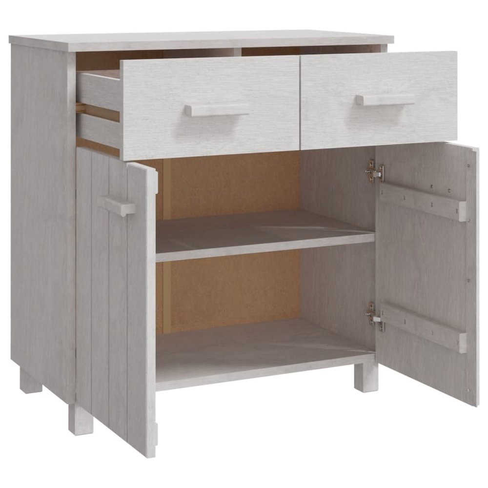 Sideboard White Solid pine wood 31.1 x 15.7 x 31.5 in Sideboard. Picture 5