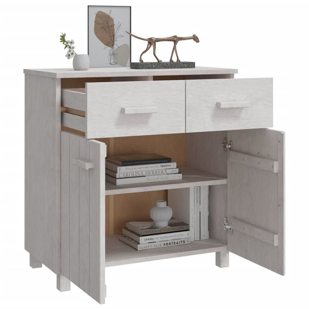 Sideboard White Solid pine wood 31.1 x 15.7 x 31.5 in Sideboard. Picture 6