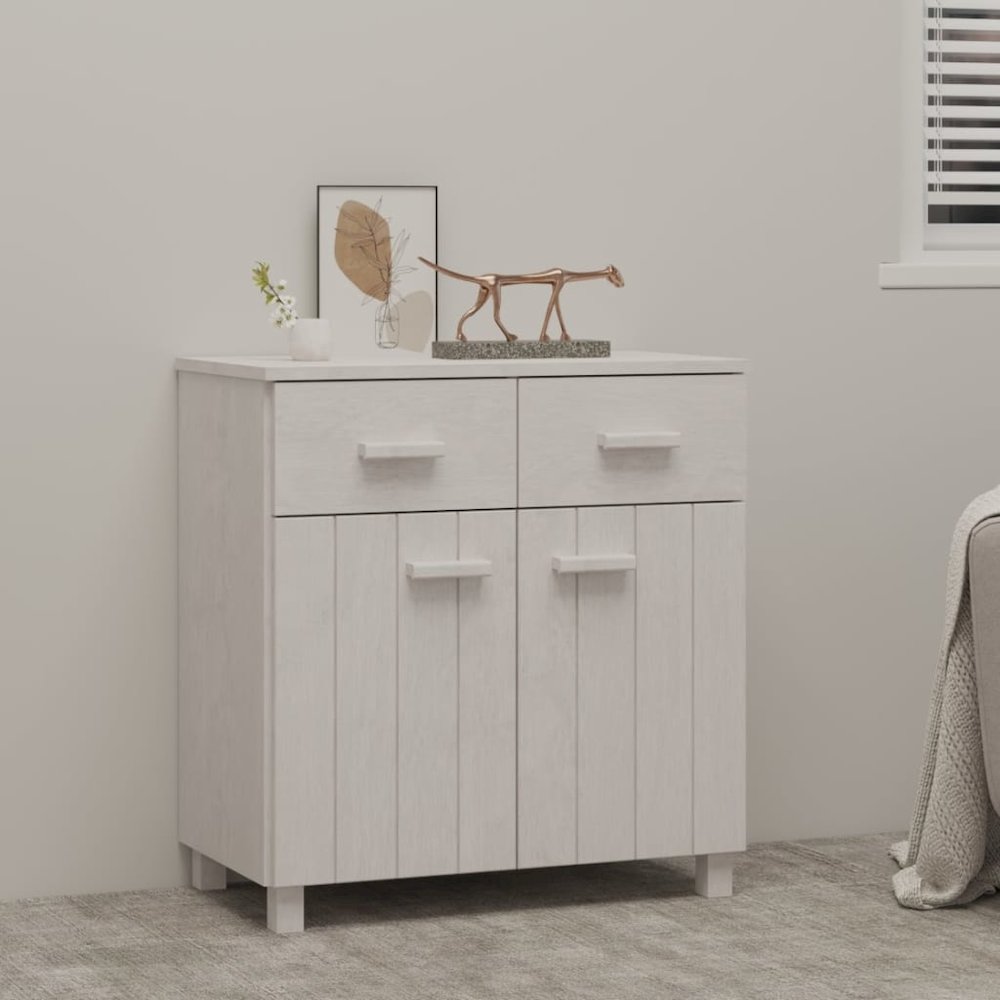 Sideboard White Solid pine wood 31.1 x 15.7 x 31.5 in Sideboard. Picture 1