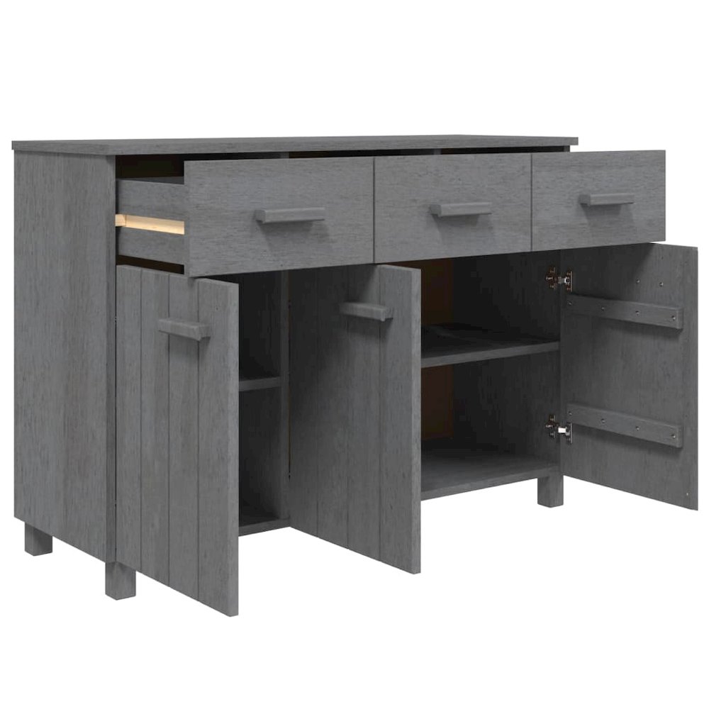 Sideboard Dark Grey Solid Pine Wood, MDF Medium Buffet Sideboard. Picture 3