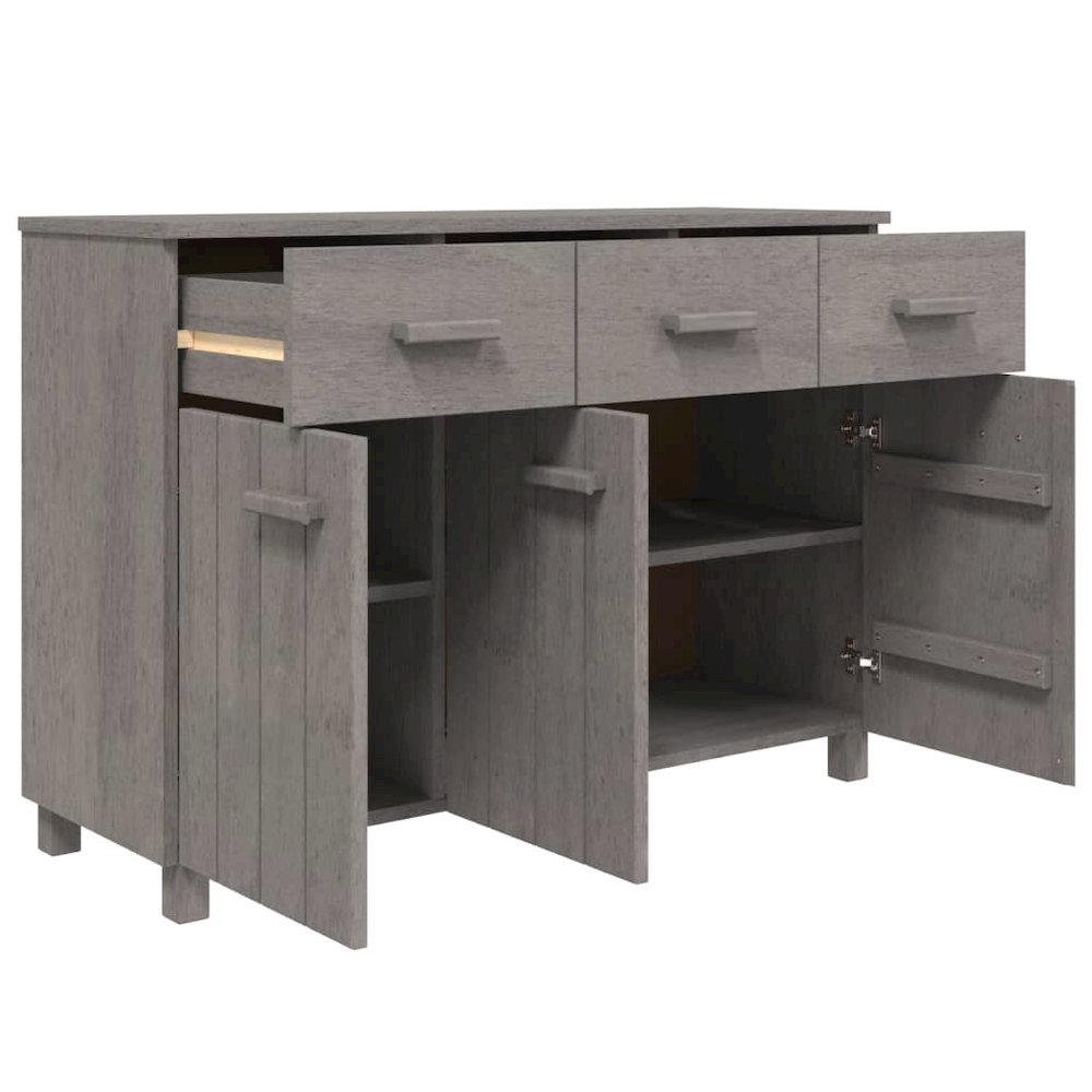 Sideboard Light Grey Solid Pine Wood Medium Sideboard. Picture 3