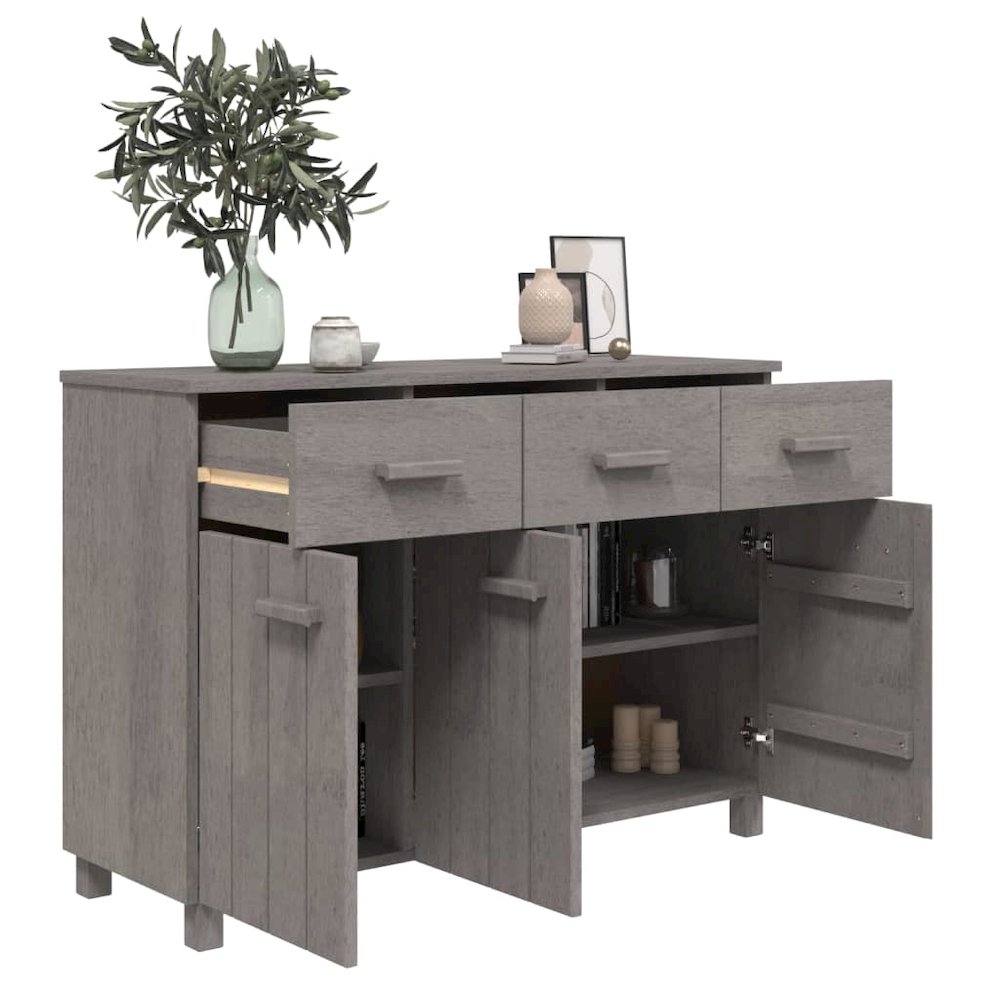 Sideboard Light Grey Solid Pine Wood Medium Sideboard. Picture 7