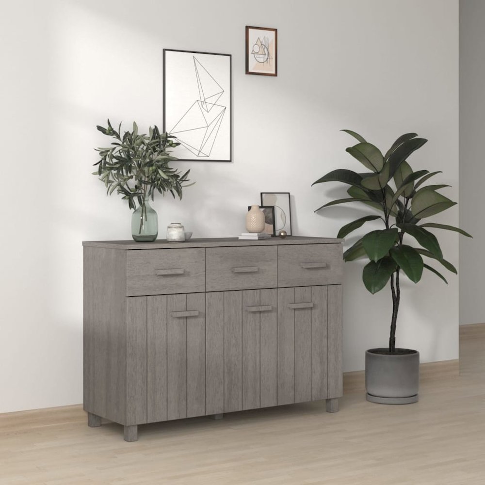 Sideboard Light Grey Solid Pine Wood Medium Sideboard. Picture 1