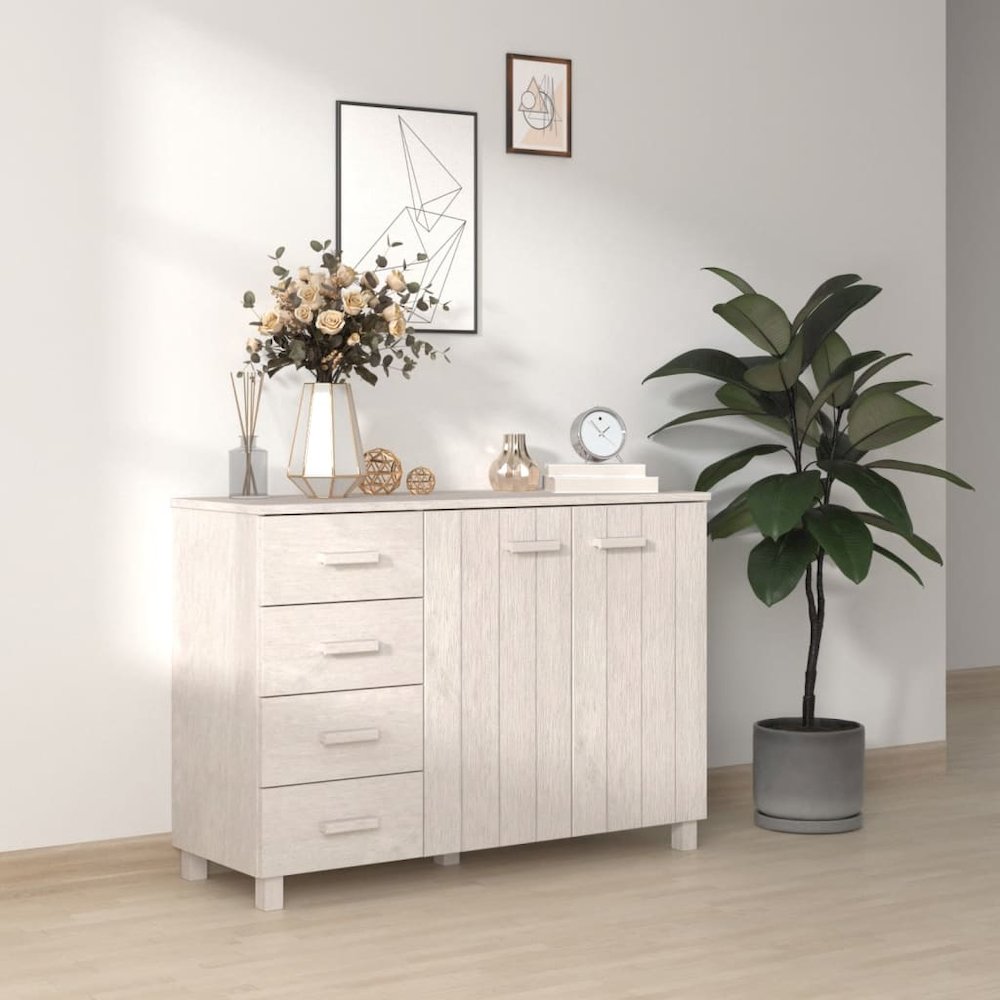 Sideboard White Solid pinewood, MDF Medium Sideboard. Picture 1