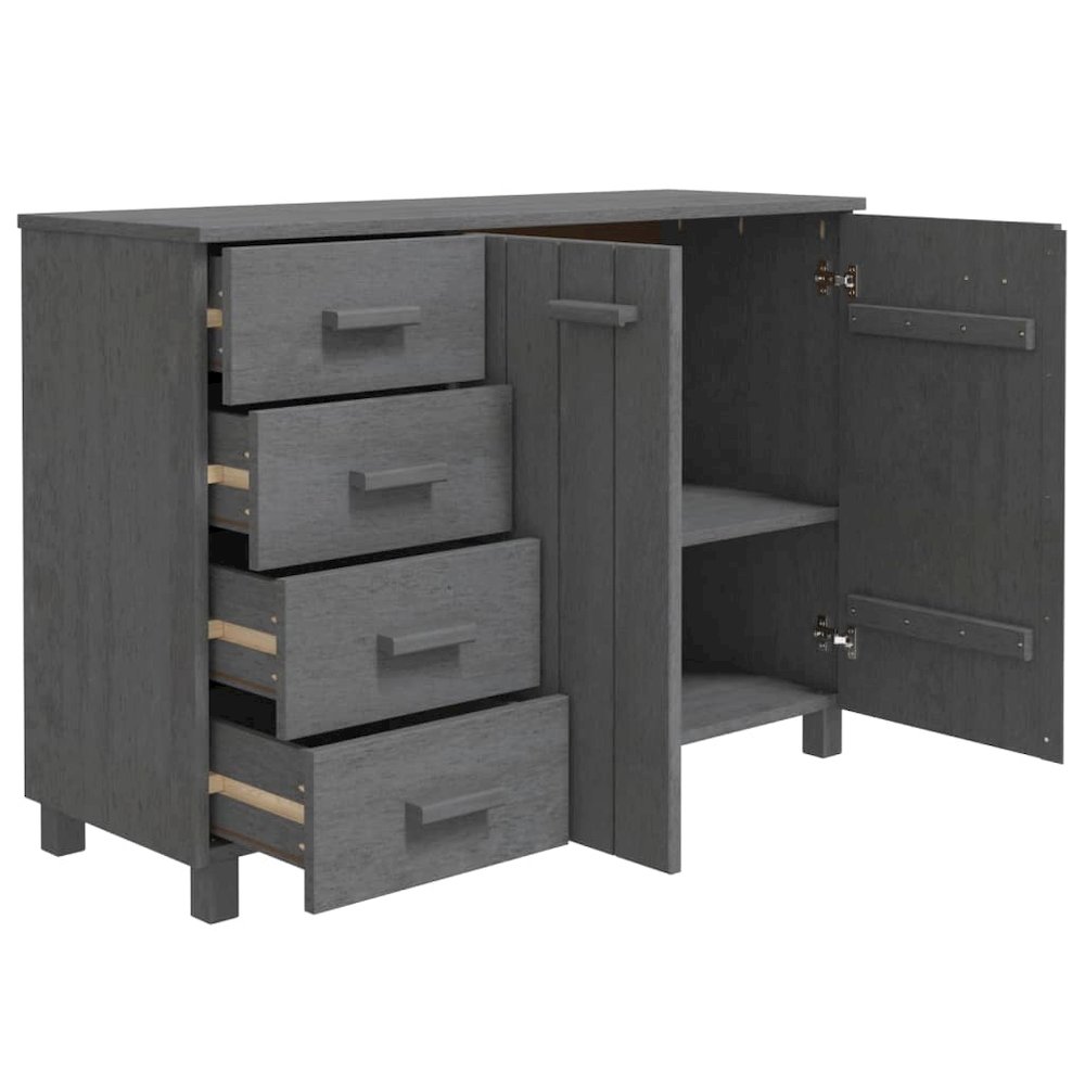 Sideboard Dark Grey Solid Pinewood, MDF Medium Sideboard. Picture 3
