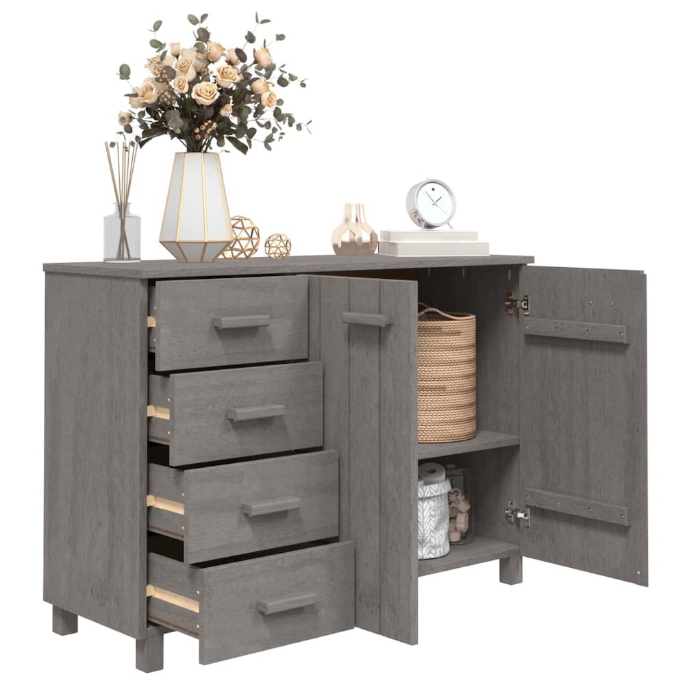 Sideboard Light Grey Solid pinewood, MDF Medium Sideboard. Picture 7