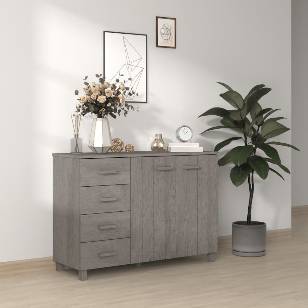 Sideboard Light Grey Solid pinewood, MDF Medium Sideboard. Picture 1