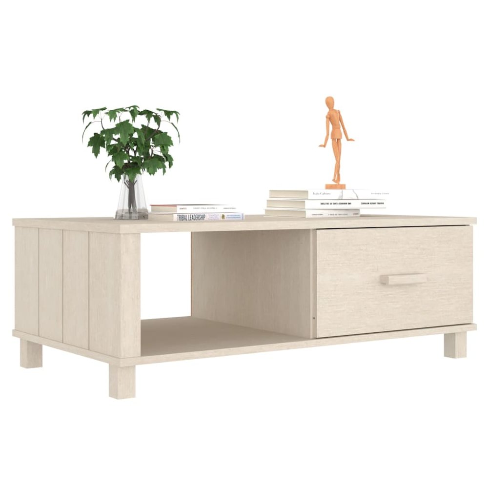 Coffee Table Honey brown Solid pinewood, MDF 39.4 x 21.7 x 13.8 in. Picture 4