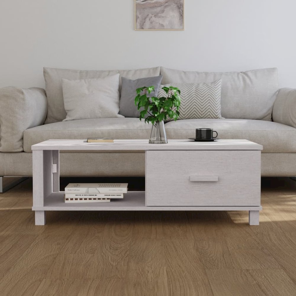 Coffee Table White Solid Pine Wood, MDF Medium Coffee Table. Picture 3
