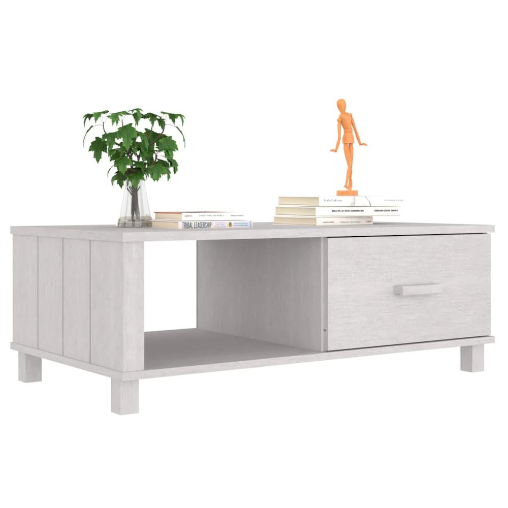 Coffee Table White Solid Pine Wood, MDF Medium Coffee Table. Picture 4