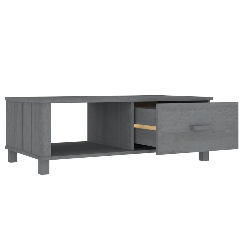 Coffee Table Dark Grey Solid pinewood, MDF 39.4 x 21.7 x 13.8 in. Picture 7