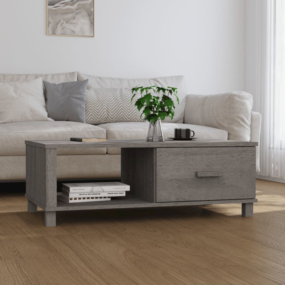 Coffee Table Light grey Solid pine wood, MDF Medium Coffee Table. Picture 1