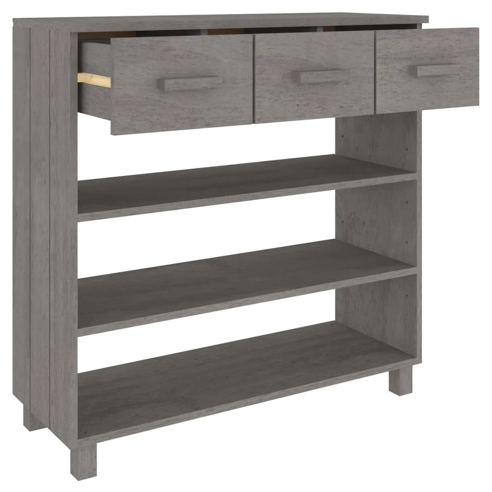 Console Table Light Grey Solid Pine Wood, MDF Console Table. Picture 7