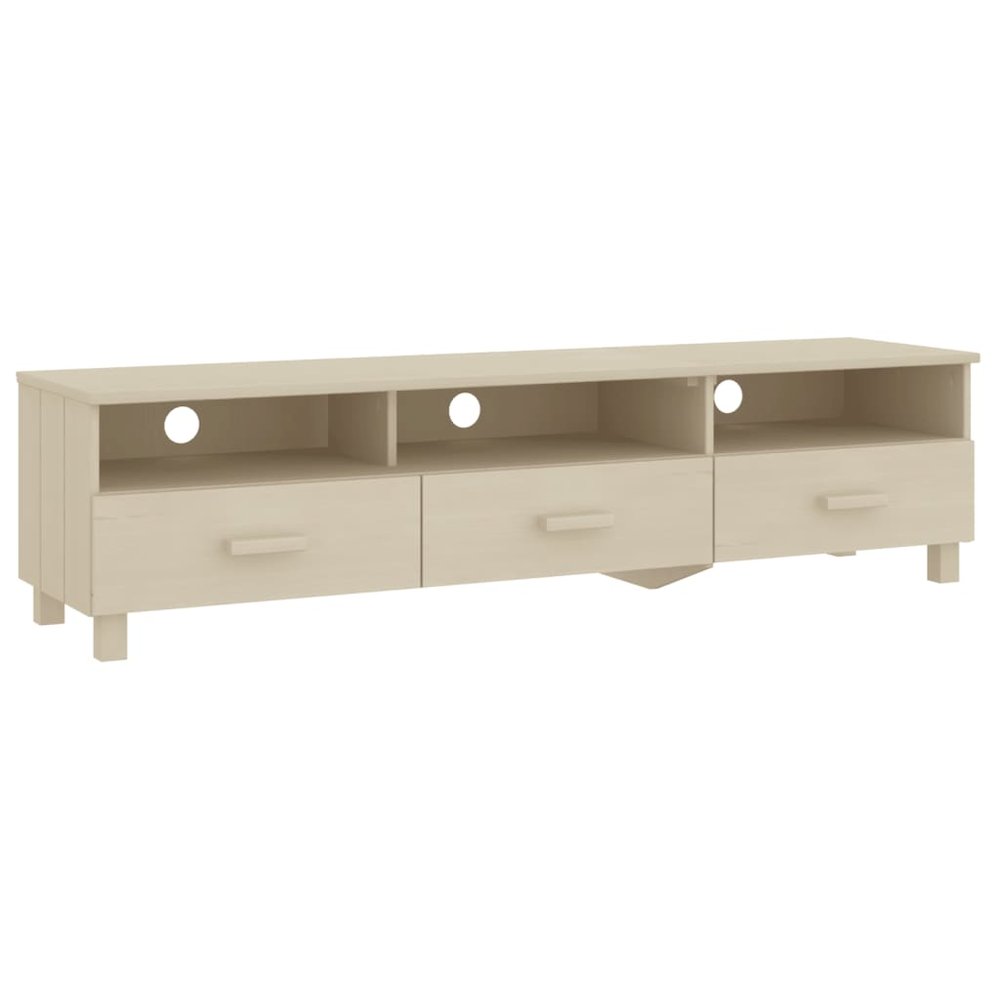 TV Cabinet Honey Brown Solid Pinewood Medium TV Cabinet. Picture 2