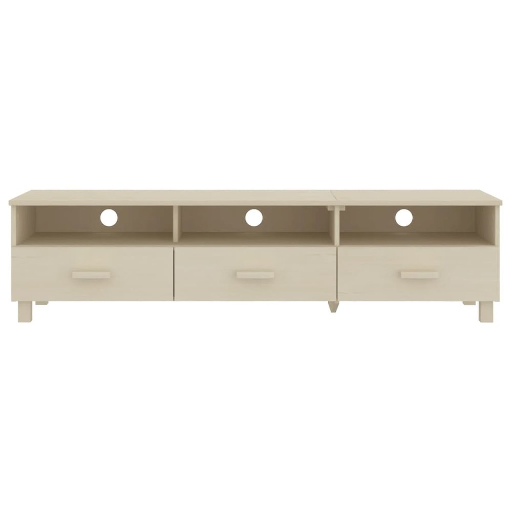 TV Cabinet Honey Brown Solid Pinewood Medium TV Cabinet. Picture 3