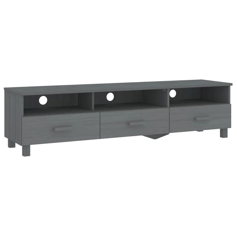 TV Cabinet Dark Grey Solid Pinewood, MDF Standard TV Cabinet. Picture 2