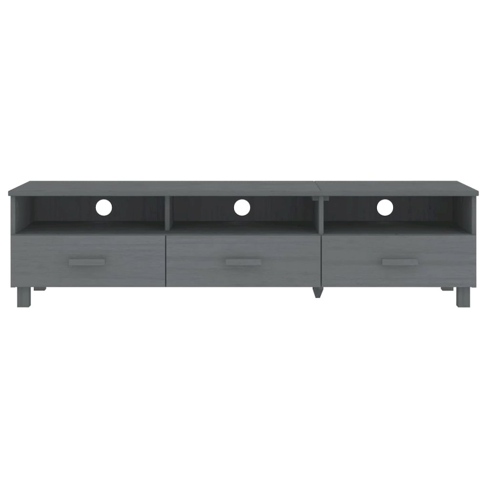 TV Cabinet Dark Grey Solid Pinewood, MDF Standard TV Cabinet. Picture 3