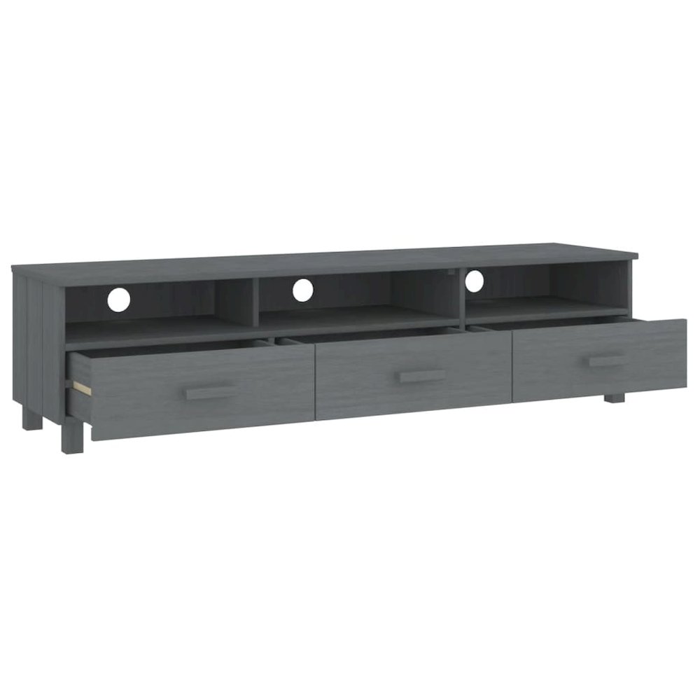 TV Cabinet Dark Grey Solid Pinewood, MDF Standard TV Cabinet. Picture 5